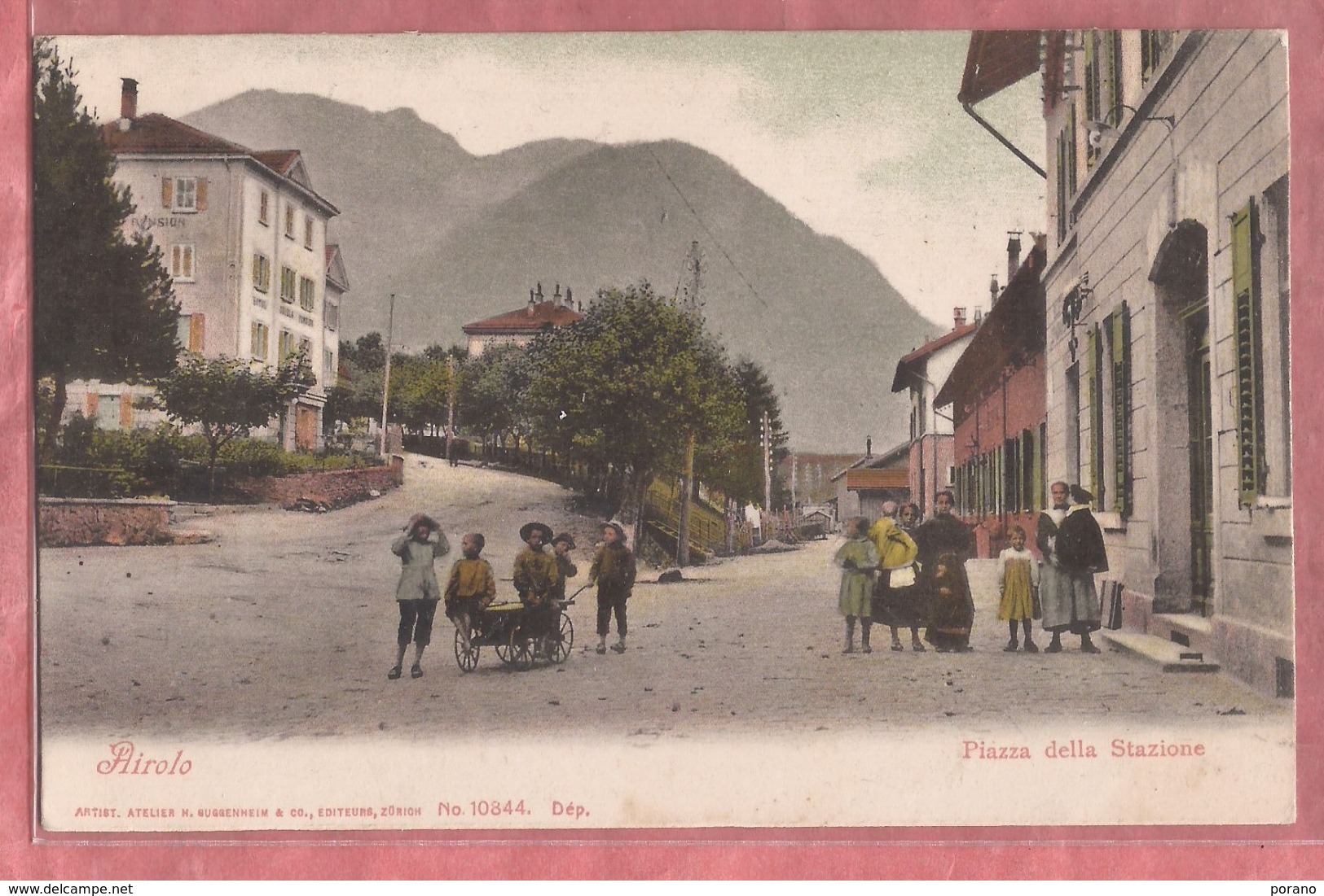 Airolo - Piazza Della Stazione - Kinder Mit Leiterwagen - 1904 - Airolo