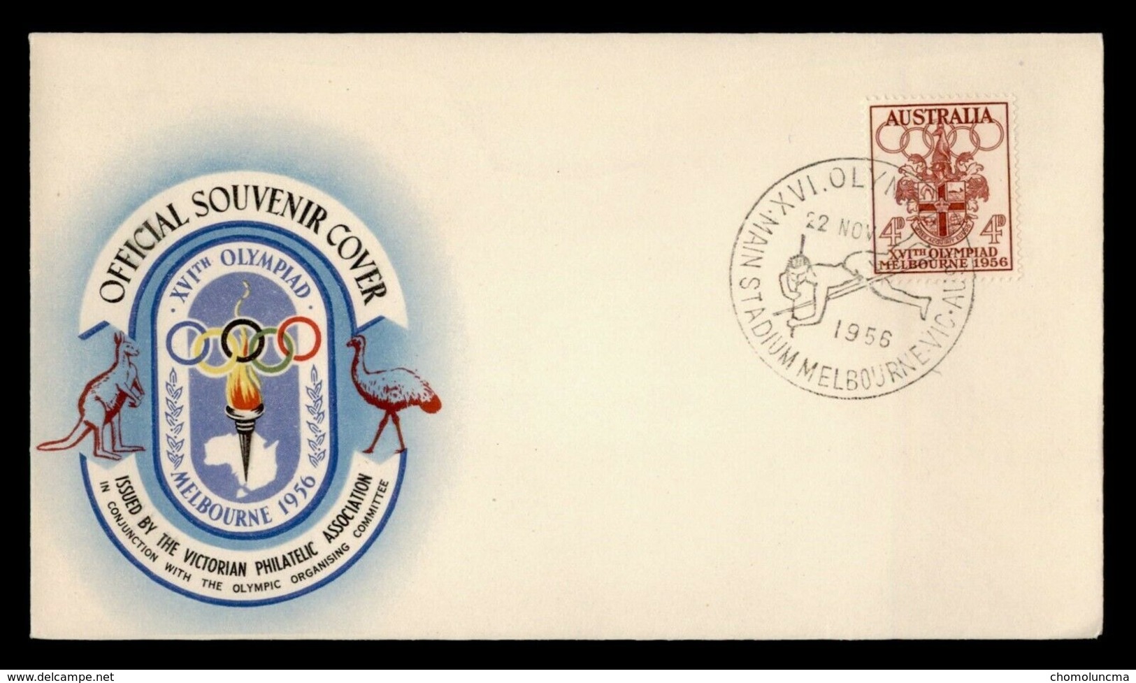 Australia Official Cover 1956 Melbourne Summer Olympics Games Saut à La Perche Pole Vault Stabhochsprung Postmarked - Sommer 1956: Melbourne