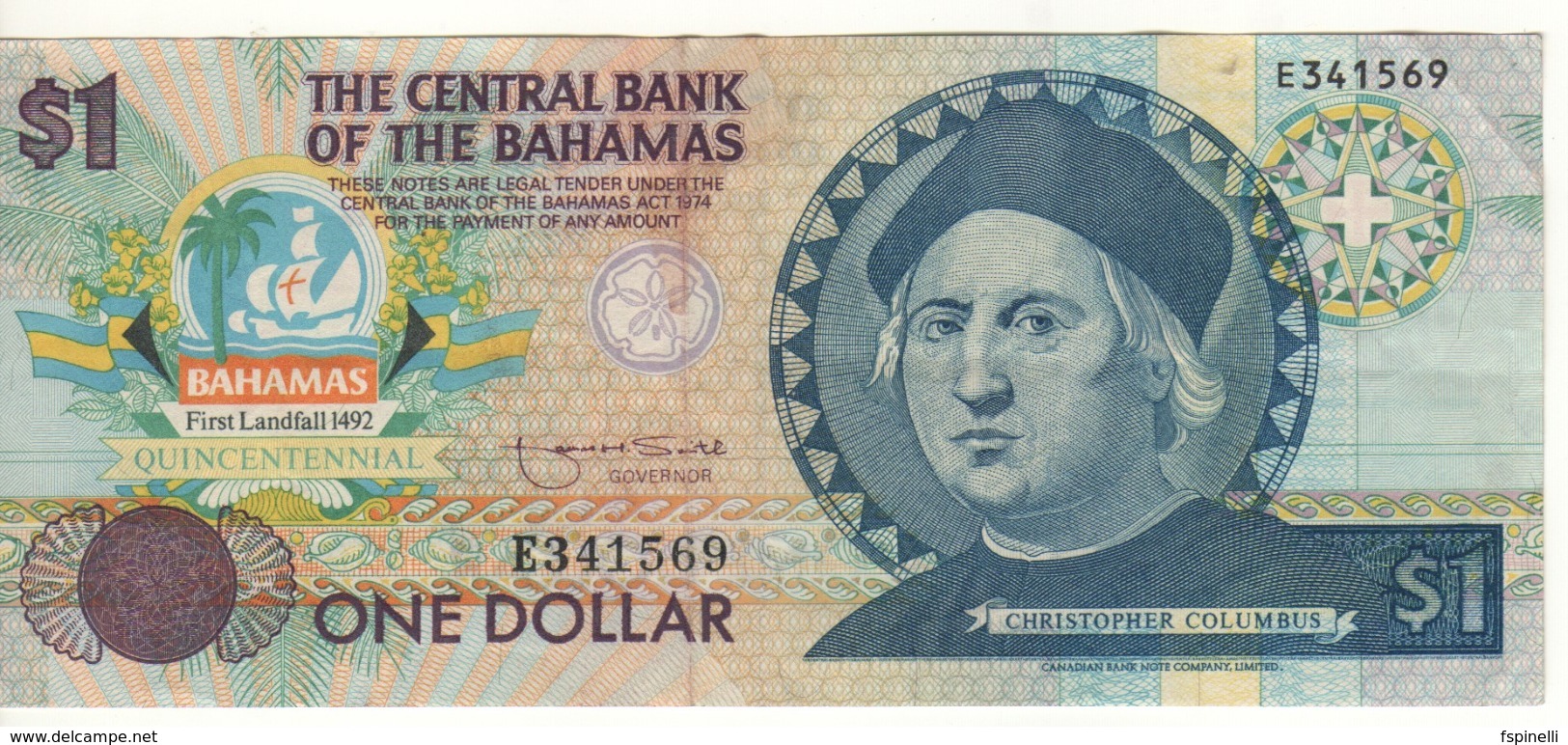 BAHAMAS   1 Dollar    P50    Commemorative Issue-Cristobal Colombus   P50    (1992) - Bahamas