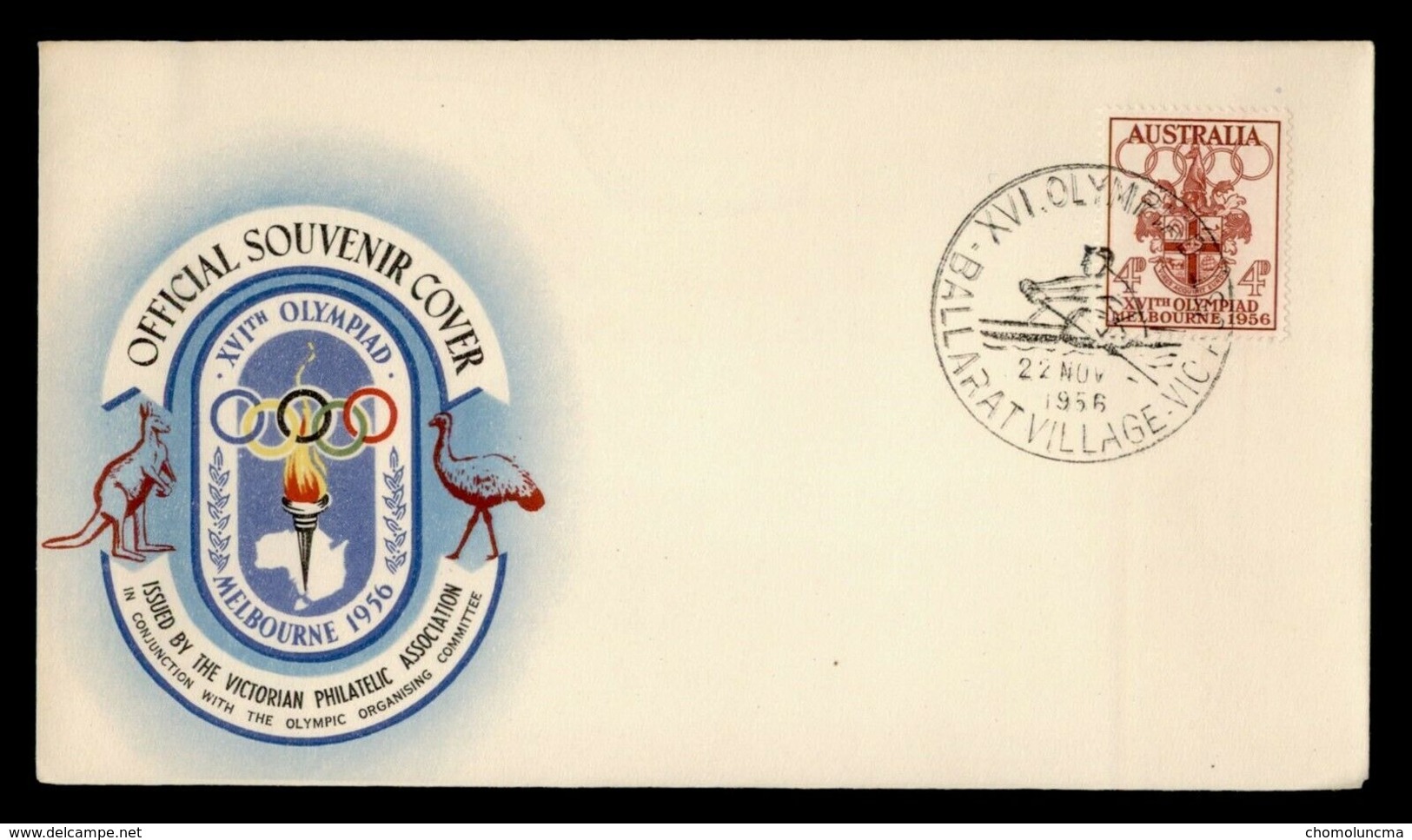 Australia Official Cover 1956 Melbourne Summer Olympics Games Aviron Rowing Rudern Canottaggio Remo Cancelled - Summer 1956: Melbourne