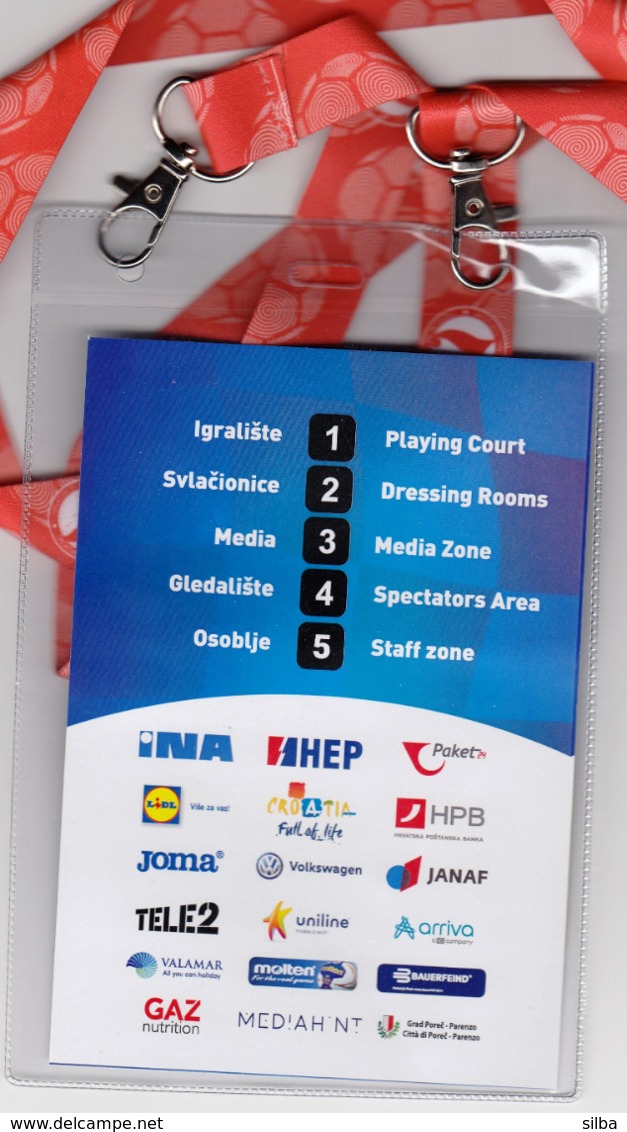 Croatia Zagreb 2019 / Arena / Handball / Croatia - Germany / PRESS Accreditation, Neck Hanging Strap - Handball