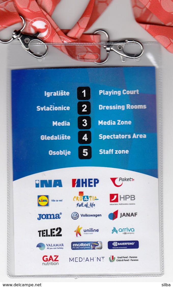 Croatia Zagreb 2019 / Arena / Handball / Croatia - Germany / STAFF Accreditation, Neck Hanging Strap - Handball