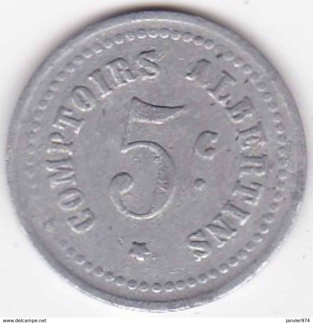 80. Somme. Albert. Comptoirs Albertins. Produits De 1er Choix. 5 Centimes , En Aluminium - Noodgeld