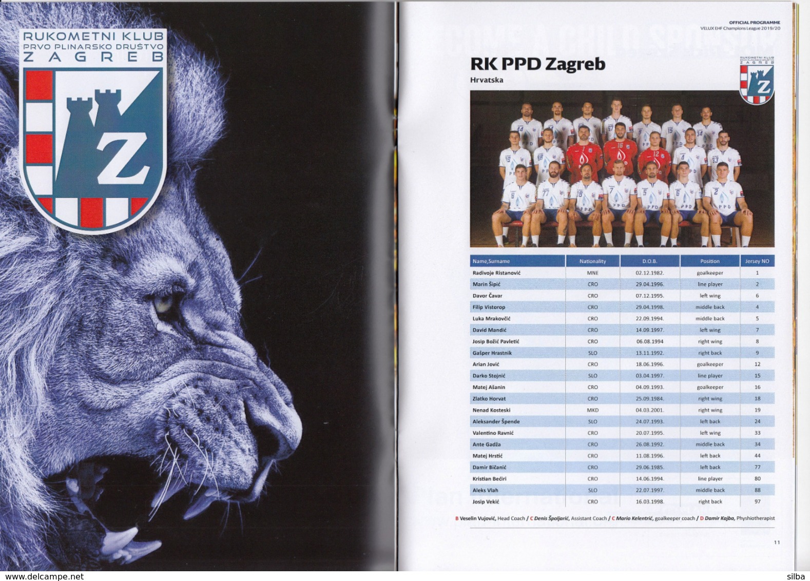 Croatia Zagreb 2019 / Arena / Handball / HC PPD Zagreb - MOL - Pick Szeged, Hungary / Game Brochure - Palla A Mano