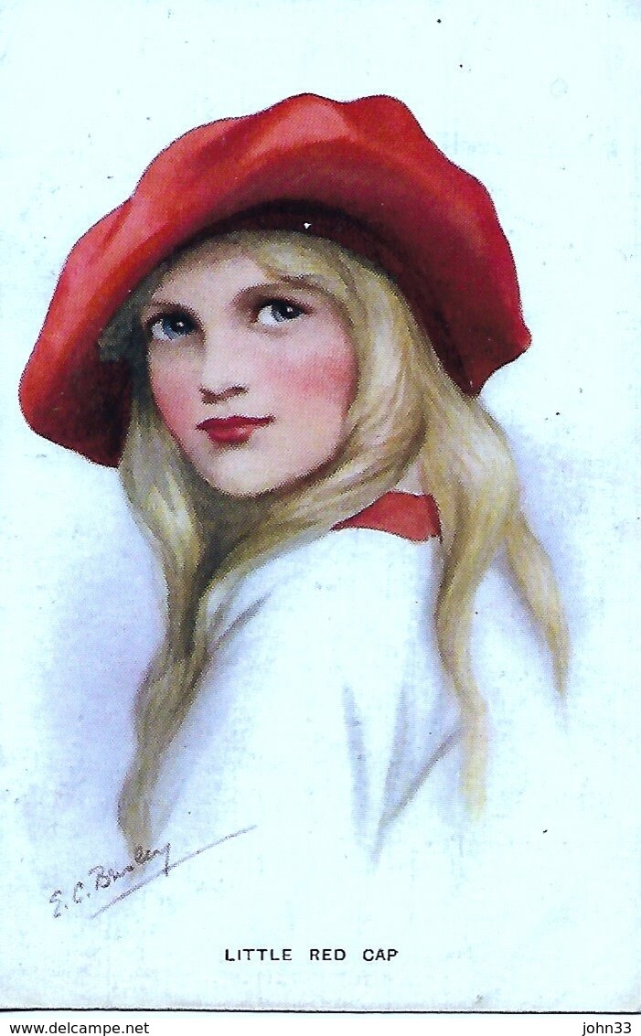 E. C. Brisley  - "Little Red Cap: Fair-haired Young Girl With Long Hair In A Red Hat. - Other & Unclassified