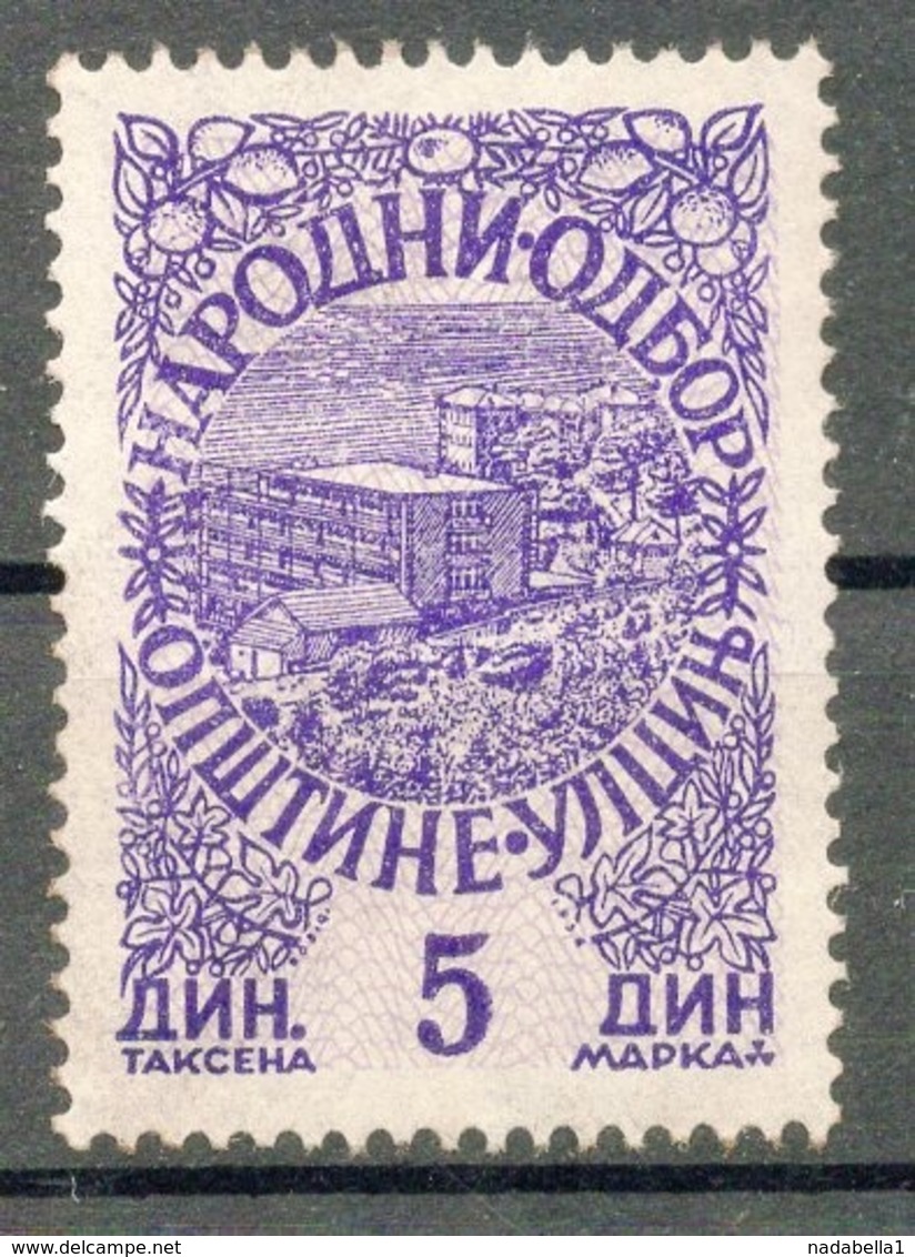 MONTENEGRO, ULCINJ, REVENUE STAMP,  5 DIN - Montenegro