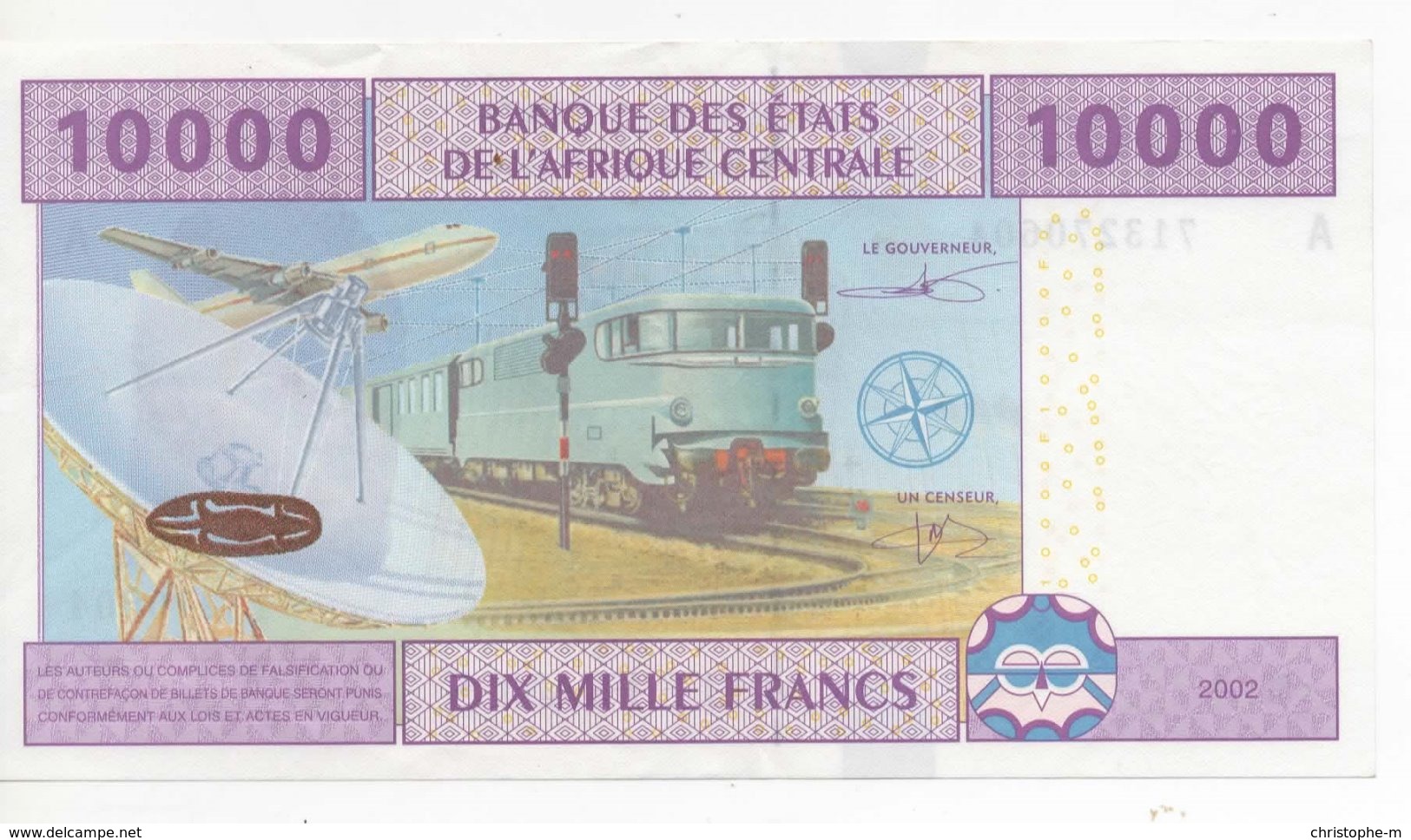 Billet De Banque De  Collection Billet Etats De L'Afrique Centrale 10000 Francs BEAC Yaoundé - Centraal-Afrikaanse Republiek