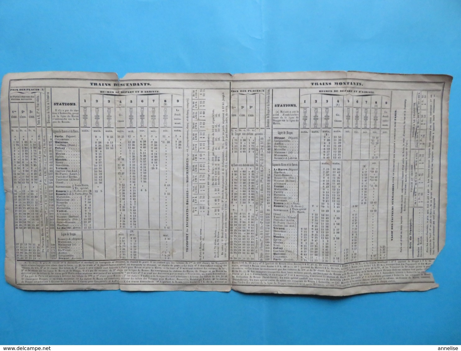 1848 Horaires Chemin  De Fer Paris à Rouen, Le Havre & Dieppe Correspondances Paquebots Vapeur - Europa