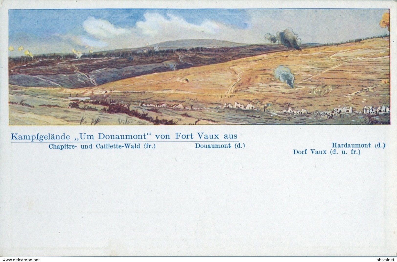 WWI , T.P. SIN CIRCULAR , CAMPOS DE BATALLA , KAMPFGELÄNDE - UM DOUAUMONT VON FORT VAUX AUS , CHAPITRE , DORF VAUX - Guerra 1914-18