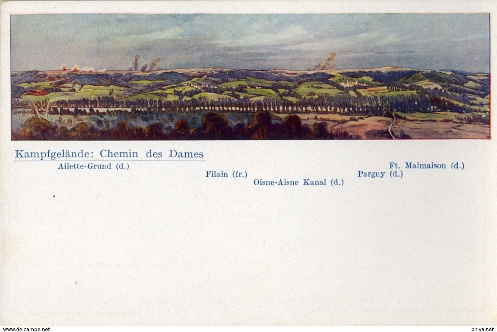 WWI , T.P. SIN CIRCULAR , CAMPOS DE BATALLA , KAMPFGELÄNDE - CHEMIN DES DAMES , AILETTE , FILAIN , OISNE KANAL , PARGNY - Guerra 1914-18