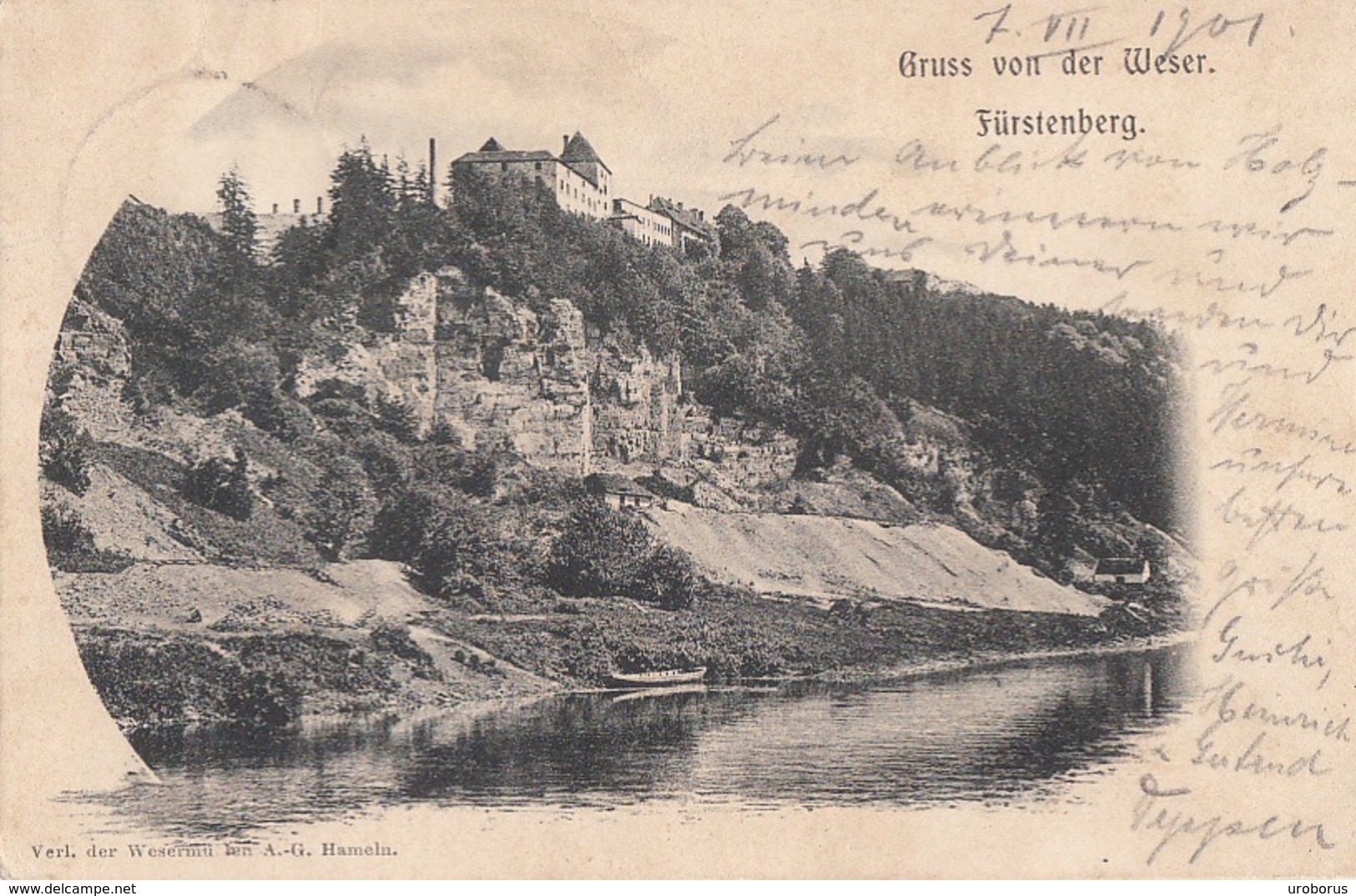 GERMANY - Gruss Von Der Weser - Fürstenberg 1901 - Schiffpost - Von Bord Des Dampfers Kaiser Wilhelm - Fürstenberg