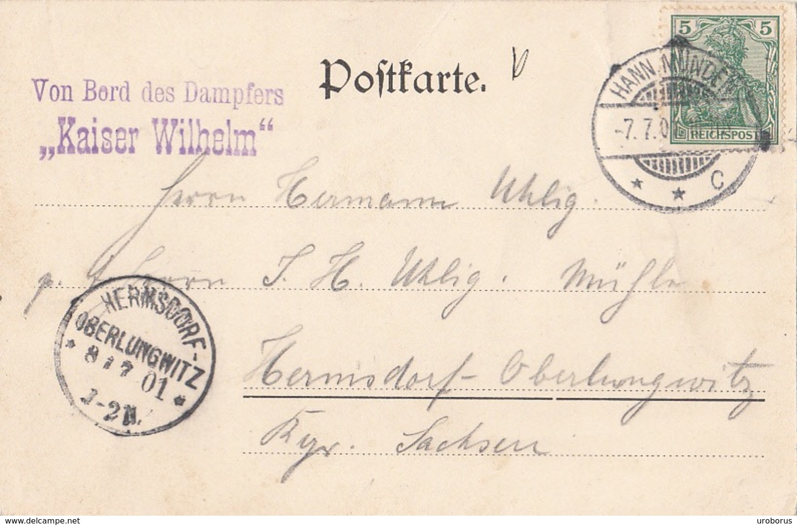 GERMANY - Gruss Von Der Weser - Fürstenberg 1901 - Schiffpost - Von Bord Des Dampfers Kaiser Wilhelm - Fürstenberg