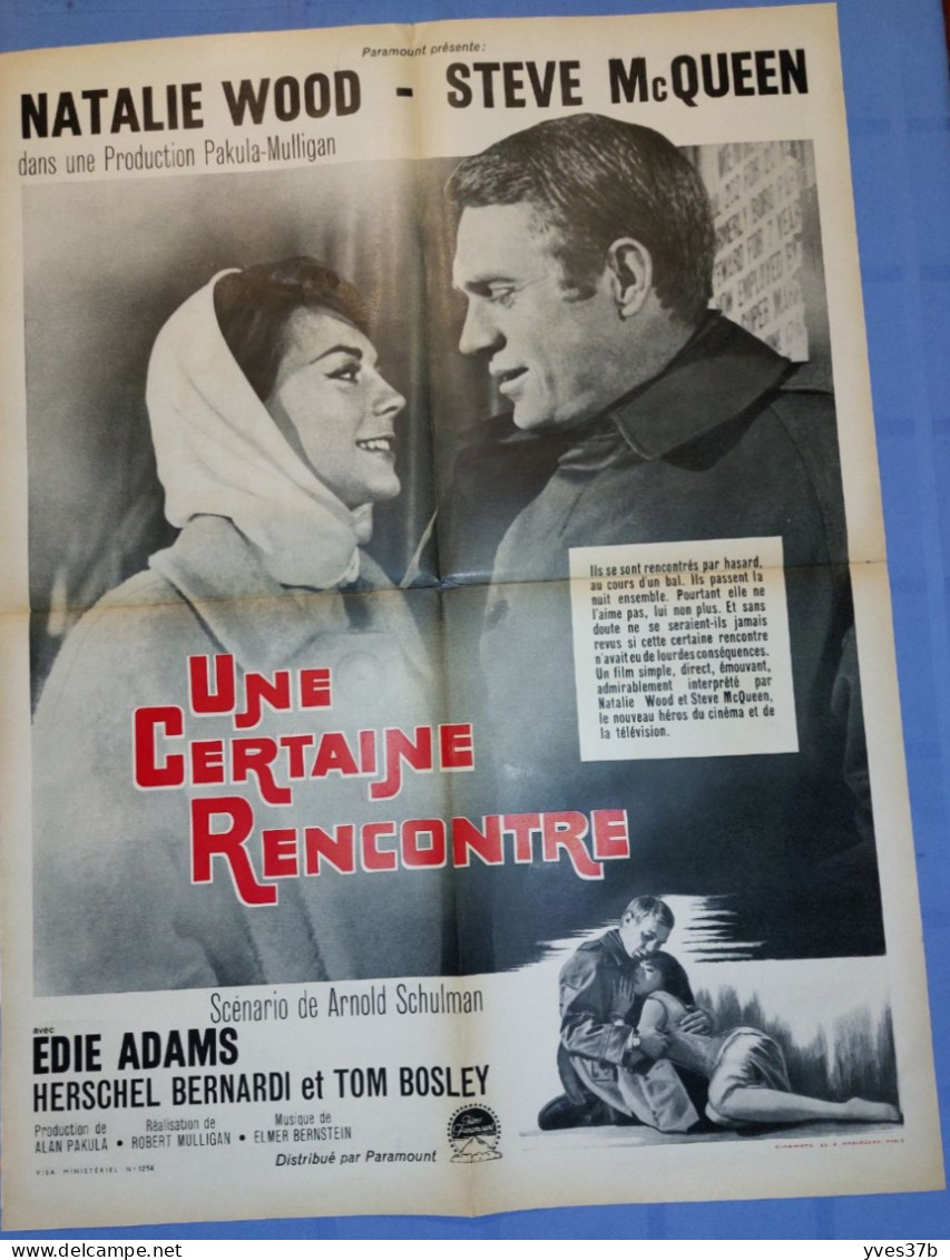 "UNE CERTAINE RENCONTRE" Steve McQueen, Natalie Wood..1962 - Affiche 60x80 -TTB - Affiches & Posters