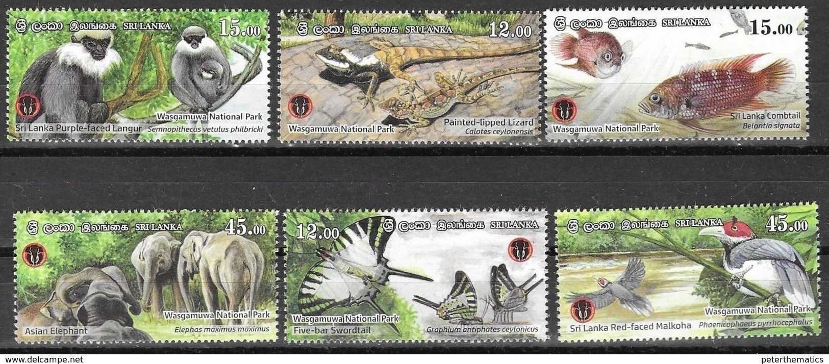 SRI LANKA, 2019, MNH, WASGAMUWA NATIONAL PARK, BIRDS, FISH, BUTTERFLIES, ELEPHANTS, REPTILES, MONKEYS, 6v+ 6 S/SHEETS - Autres & Non Classés