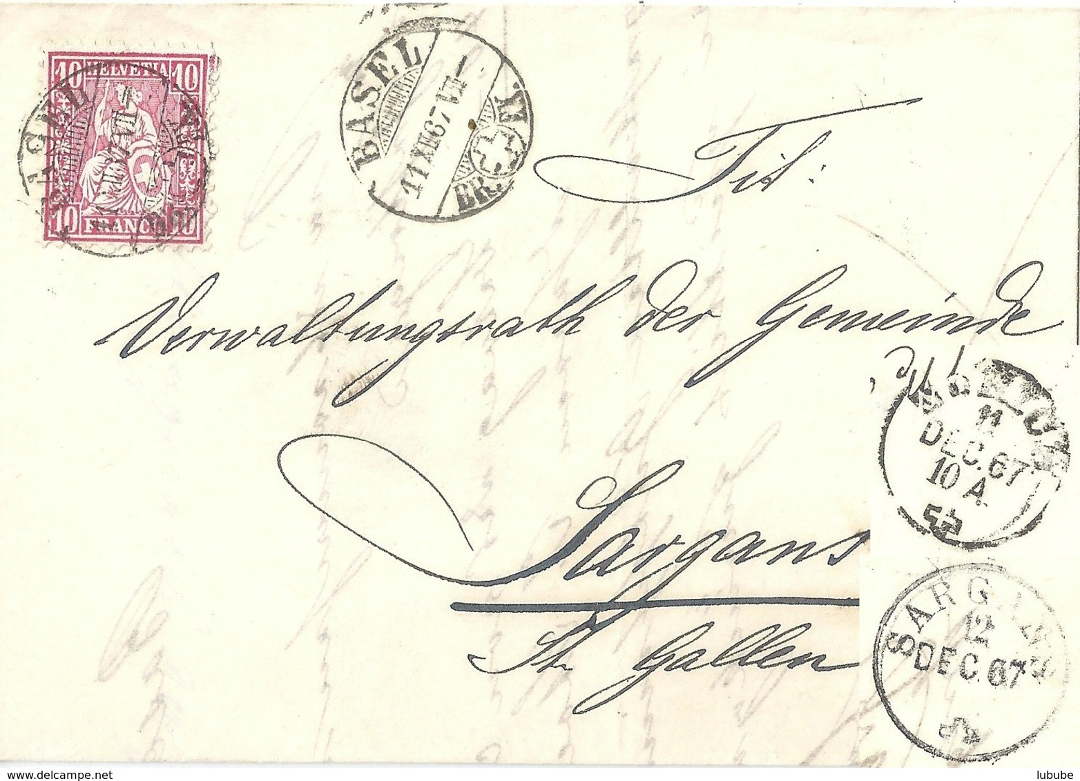 Faltbrief  Basel - Sargans           1867 - Storia Postale