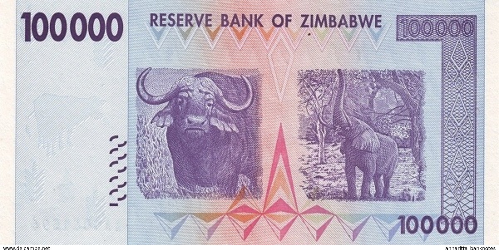 ZIMBABWE 100000 DOLLARS 2008 P-75a UNC  [ZW166a] - Simbabwe