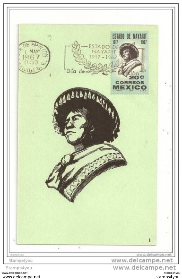 205 - 75 - Carte Du Mexque "Estado De Nayarit" 1967 - Mexique