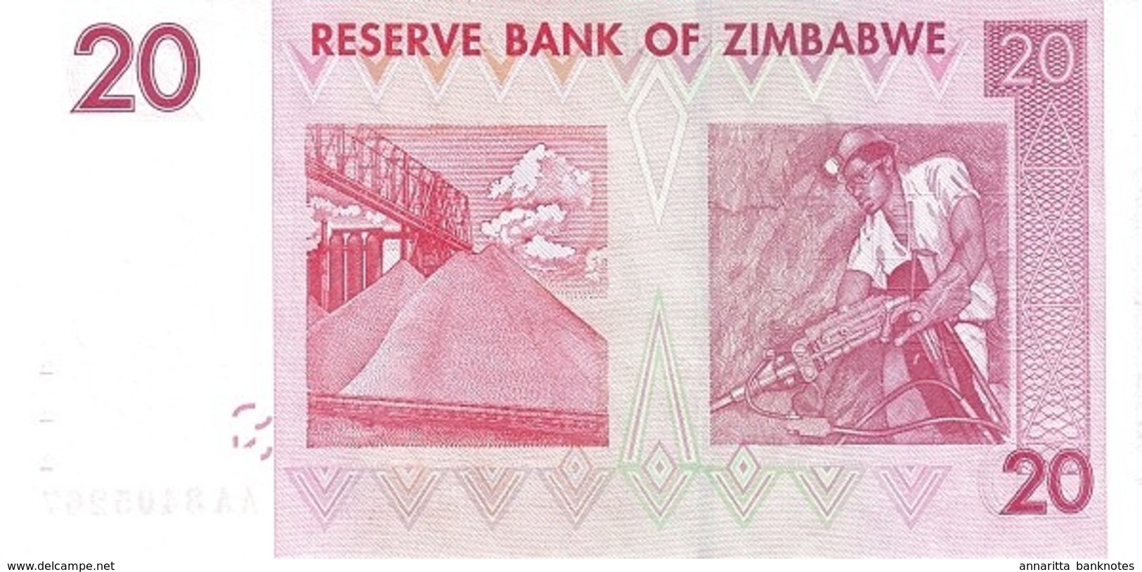 ZIMBABWE 20 DOLLARS 2007 P-68a UNC  [ZW159a] - Zimbabwe