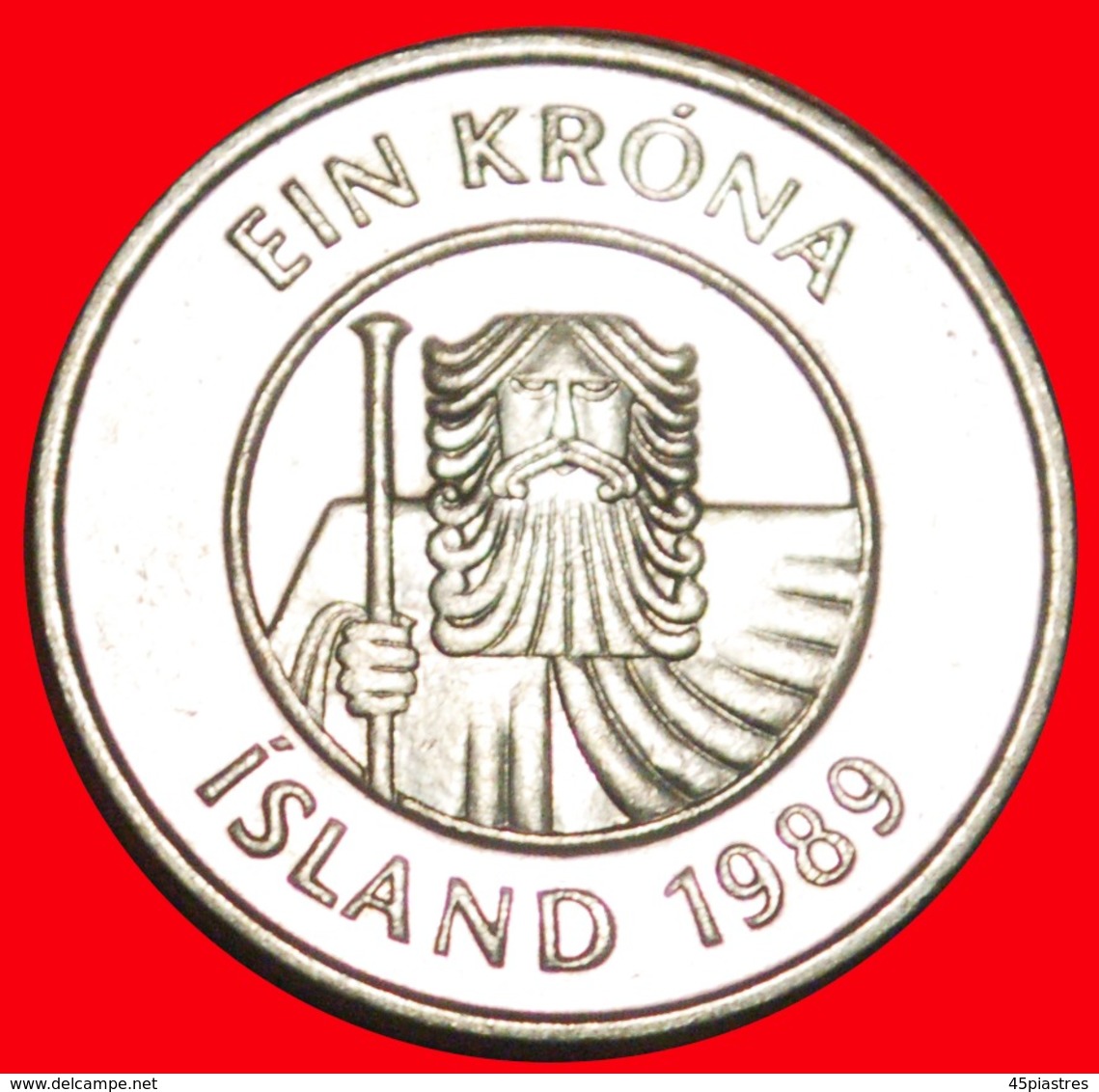 + GREAT BRITAIN FISH (1989-2011): ICELAND ★ 1 KRONE 1989 MINT LUSTER! LOW START ★ NO RESERVE! - Iceland