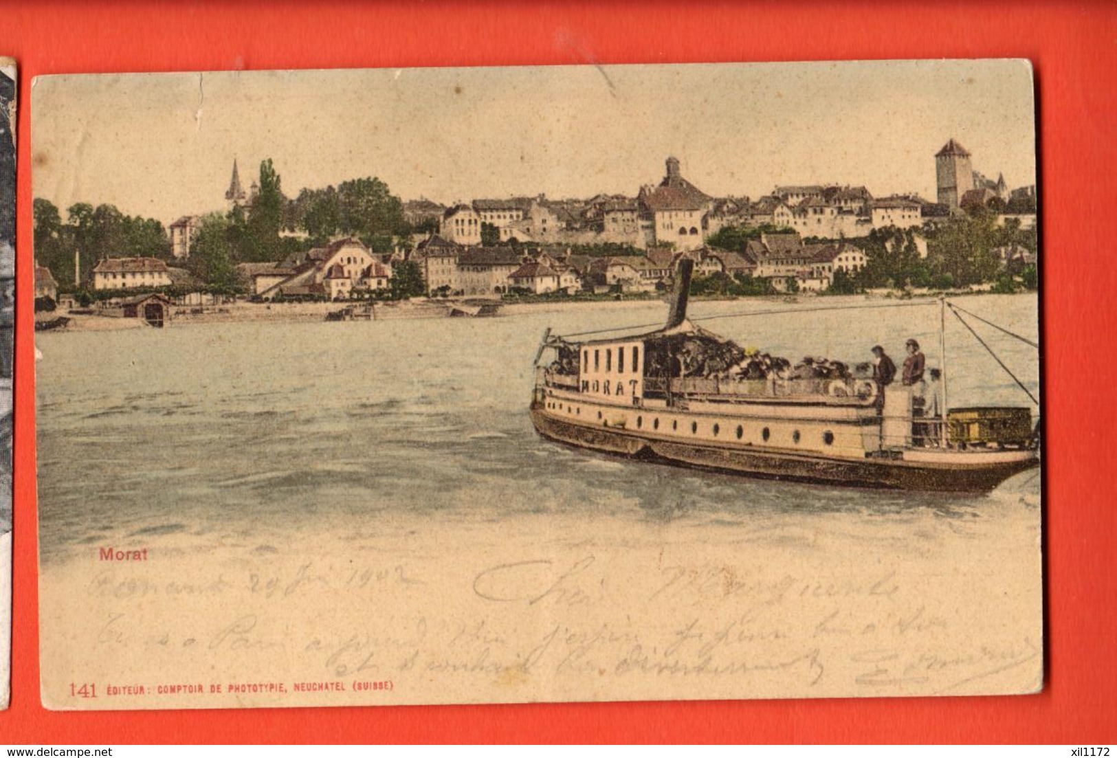 KAA-20 Morat Murten  Schiff Pionier, Gelaufen In 1902,  Briefmarke Fehlt. - Morat