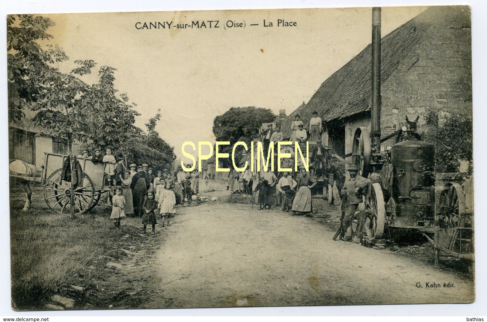 CANNY-sur-MATZ. La Place (BATTEUSE Au Premier Plan). Carte RARE!!!!!!!!! - Autres & Non Classés