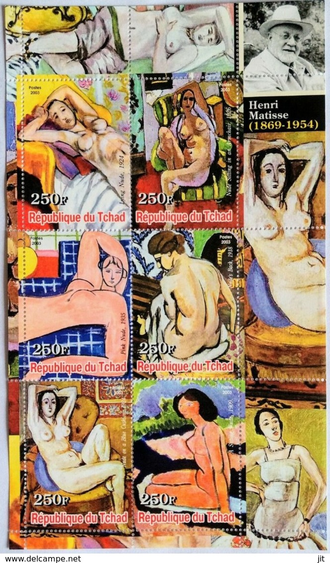 125.CHAD 2003 STAMP S/S NUDE PAINTINGS, HENRI MATISSE. MNH - Ciad (1960-...)