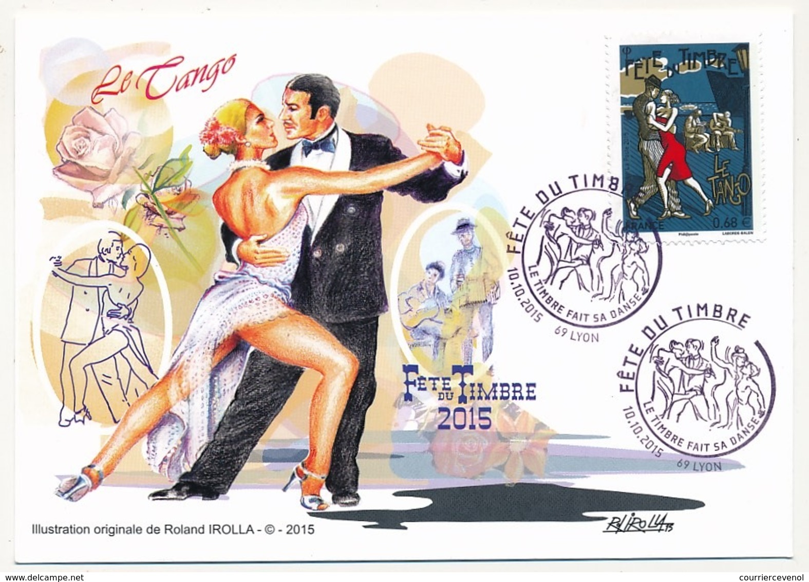 France - Carte Fédérale - Fête Du Timbre 2015 - Le Timbre Fait Sa Danse (Le Tango) -  LYON - Covers & Documents