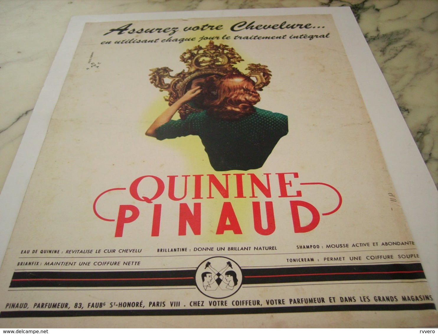 ANCIENNE  PUBLICITE QUININE DE PINAUD 1952 - Other & Unclassified