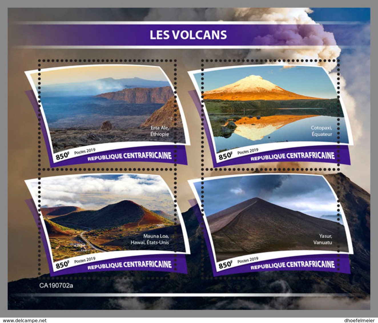 CENTRALAFRICA 2019 MNH Volcanoes Vulkane Volcans M/S - OFFICIAL ISSUE - DH1943 - Volcanos