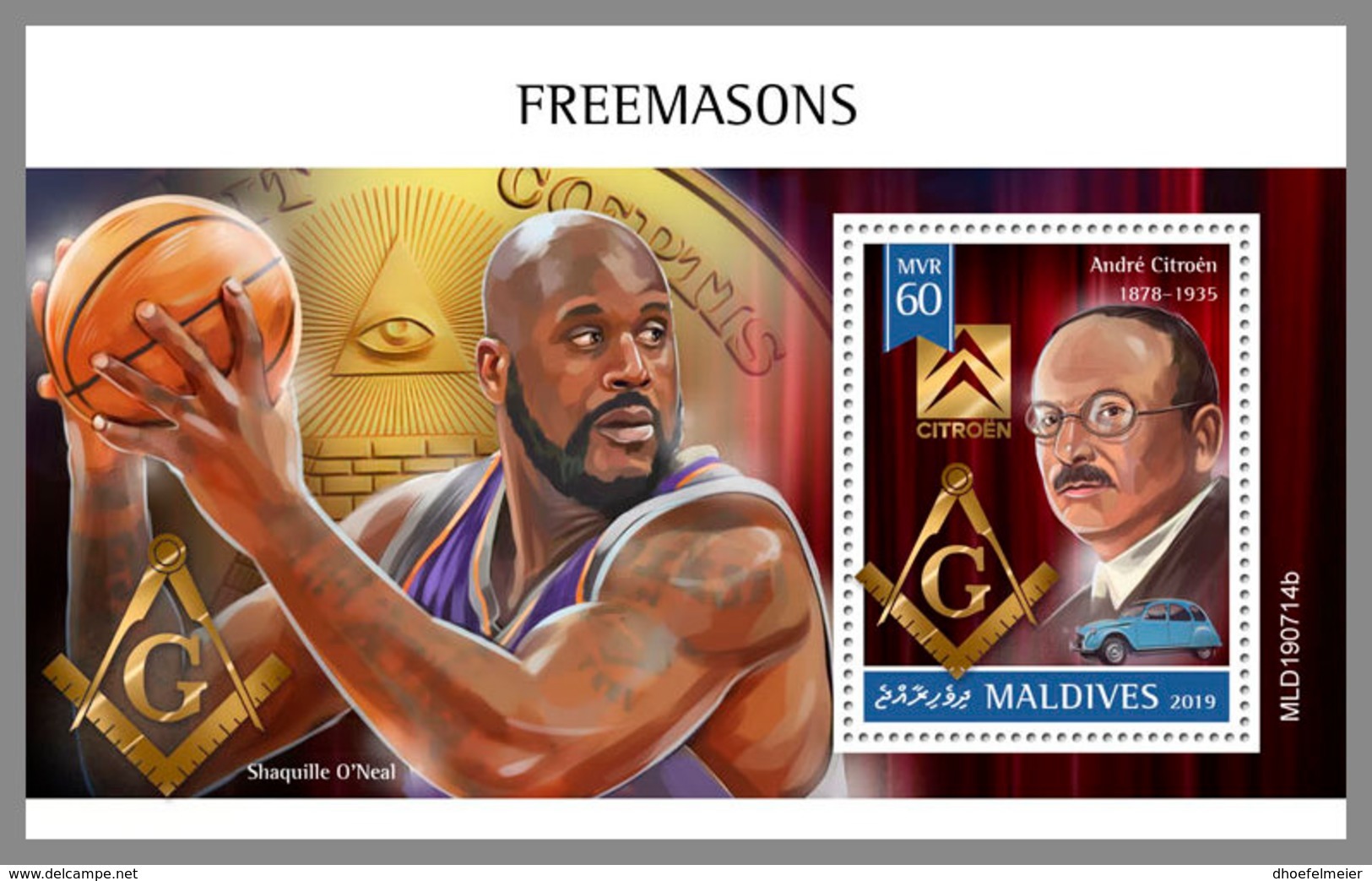 MALDIVES 2019 MNH Freemasons Freimaurer Francs-macons S/S - OFFICIAL ISSUE - DH1942 - Freimaurerei