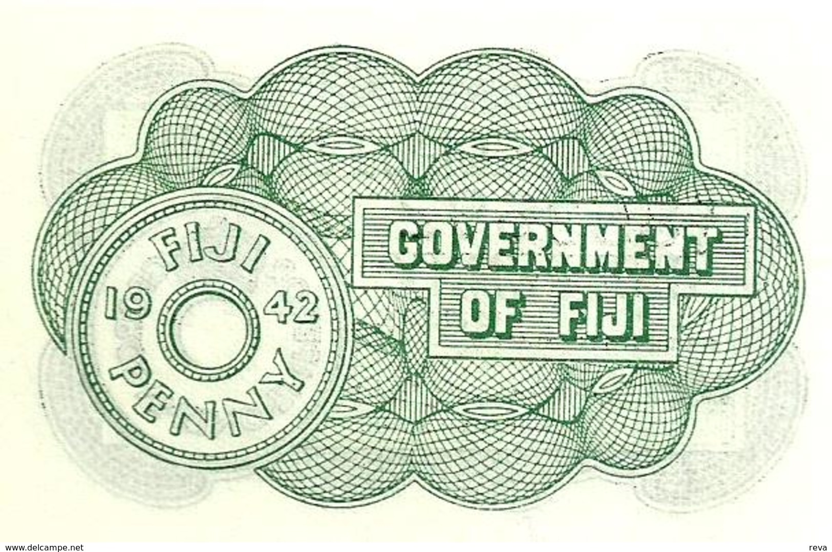 FIJI 1 PENNY GREEN COIN WITH KGVI NAME FRONT MOTIF COIN BACK DATED 01-07-1942 UNC P.39a READ DESCRIPTION!! - Fiji