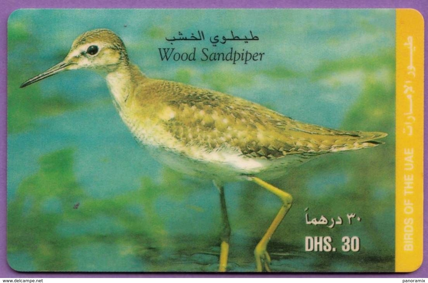 Telecarte °_ Emirats.UAE-oiseau-Wood Sandpiper-Dhs30- R/V 2917 - Emirati Arabi Uniti