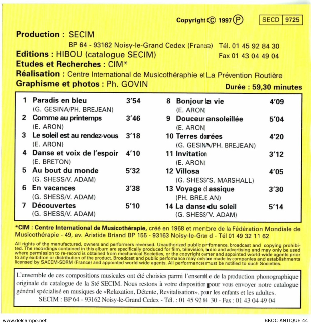 CD N°2847 - PROGRAMME MUSICAL - CONDUITE EN EVEIL - STOP SOMMEIL - PREVENTION ROUTIERE - COMPILATION - Compilations