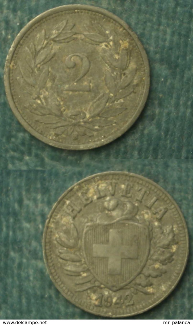 M_p> Svizzera 2 Rappen 1942 Zinco - 2 Centimes / Rappen