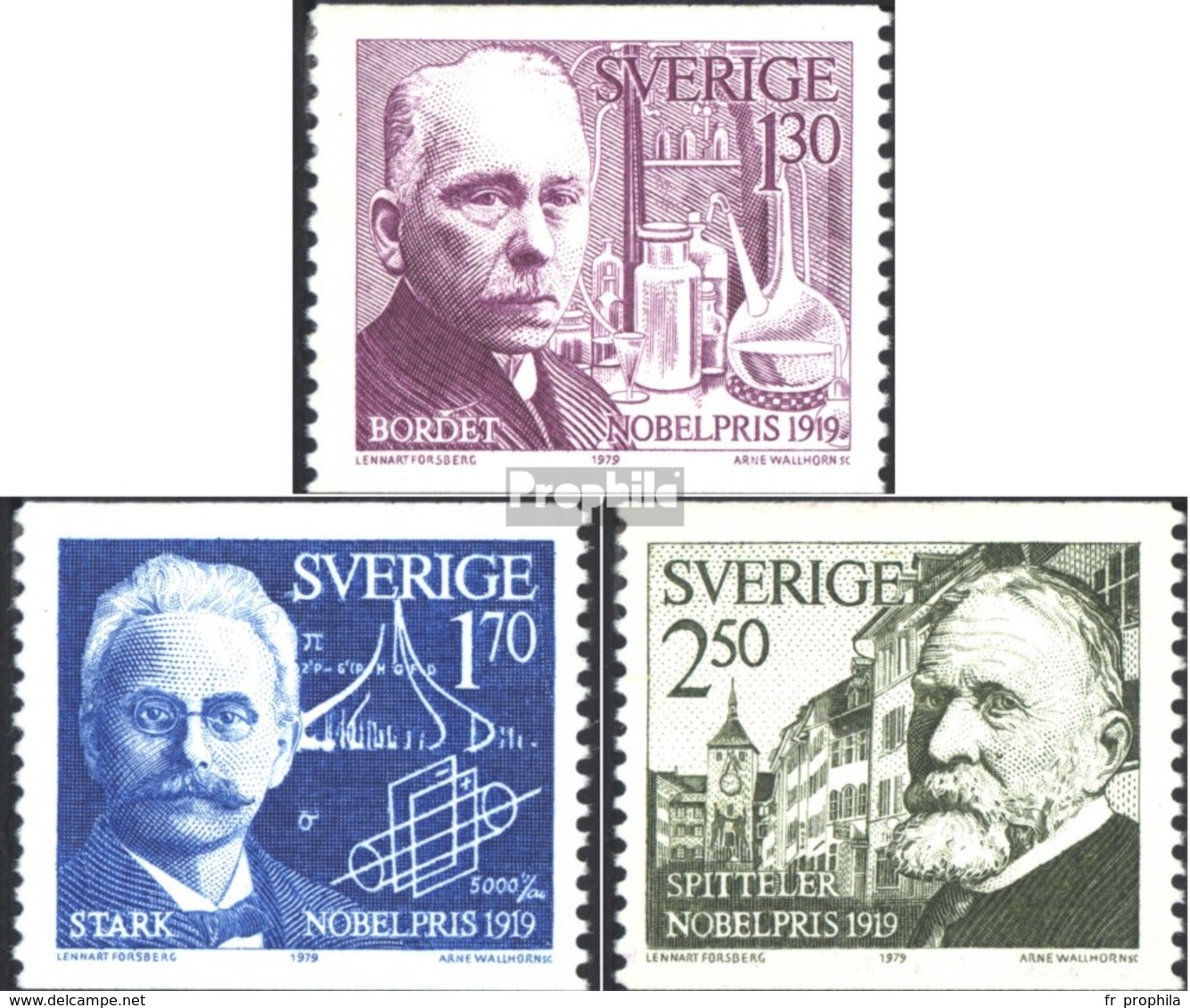 Suède 1093-1095 (complète.Edition.) Neuf Avec Gomme Originale 1979 Prix Nobel - Ungebraucht