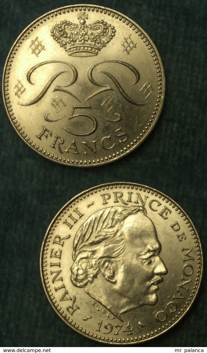M_p> Monaco - Principato Di Monaco 5 FRANCHI 1974 Ranieri III - ALTA CONSERVAZIONE - 1960-2001 New Francs