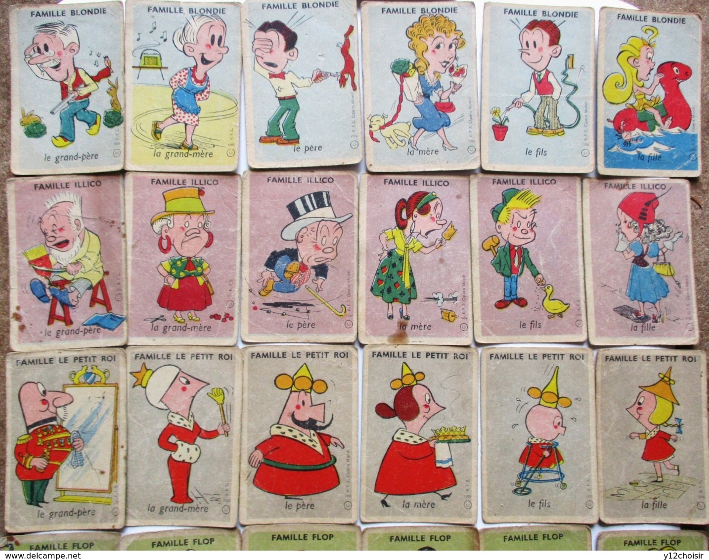 ANCIEN JEU 42 CARTES 7 SEPT FAMILLES POPEYE HIPPOLYTE FELIX LE CHAT LE PETIT ROI BLONDIE ILLICO FLOP - Autres & Non Classés