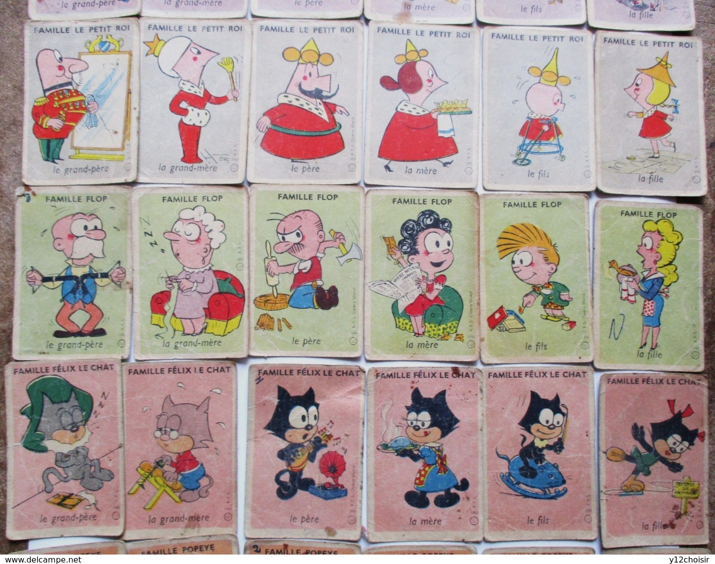 ANCIEN JEU 42 CARTES 7 SEPT FAMILLES POPEYE HIPPOLYTE FELIX LE CHAT LE PETIT ROI BLONDIE ILLICO FLOP - Autres & Non Classés