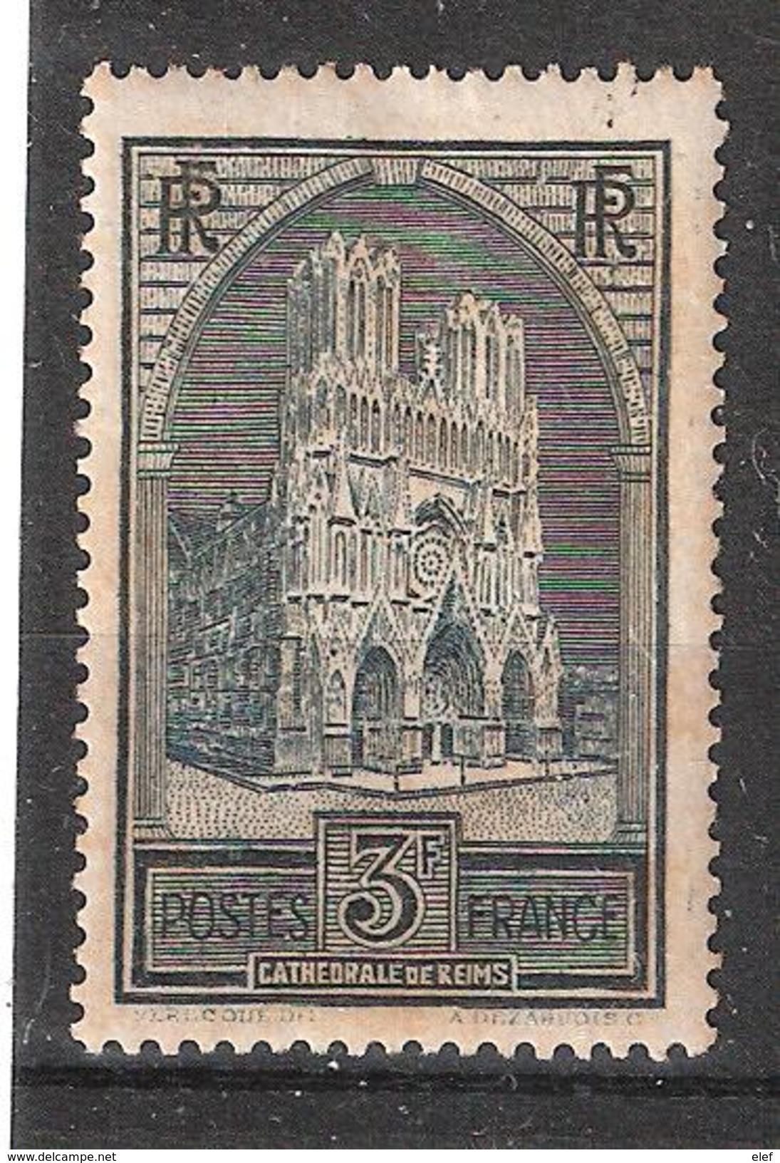 France, 1929, Cathédrale De Reims ,Yvert N ° 259 B, Type III , Neuf * / MH , Cote 460 Euros , RARE !!!!! - Unused Stamps