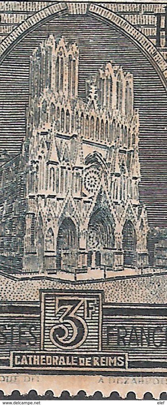 France, 1929, Cathédrale De Reims ,Yvert N ° 259 B, Type III , Neuf * / MH , Cote 460 Euros , RARE !!!!! - Unused Stamps