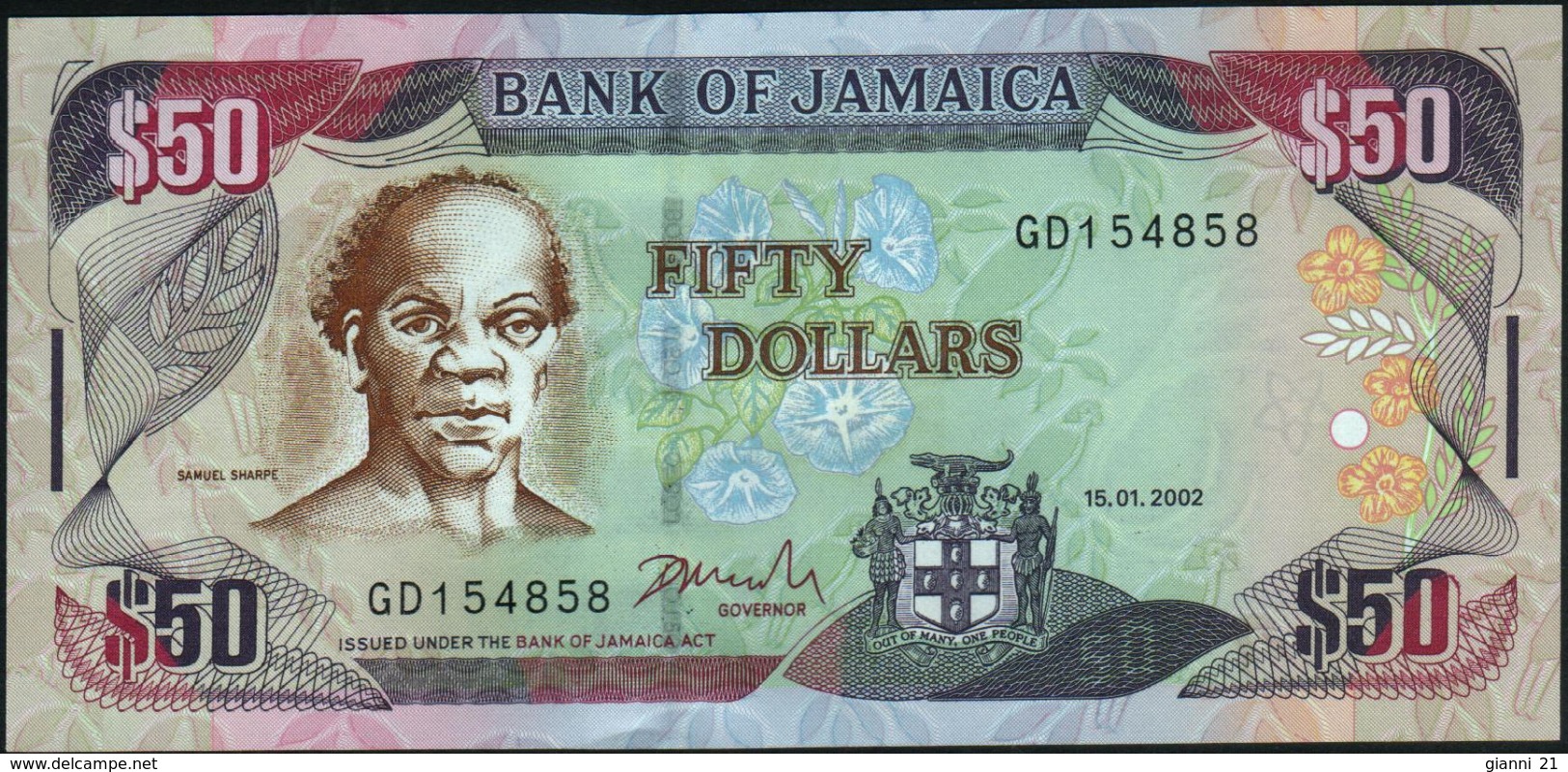 JAMAICA - 50 Dollars 15.01.2002 UNC P.79 C - Giamaica