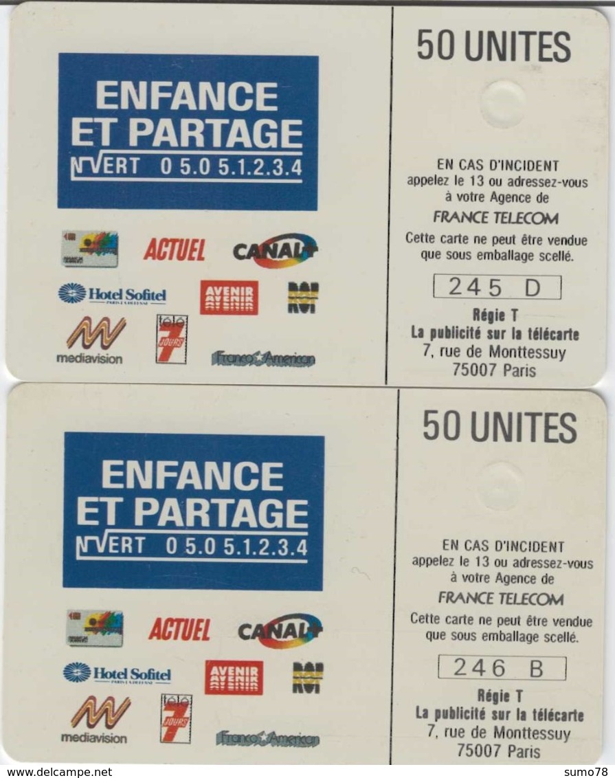 FRANCE - 50 Unités Et 50 Unités  - ENFANCE ET PARTAGE - FILLE ET GARCON  - Télécartes Utilisées - 1988