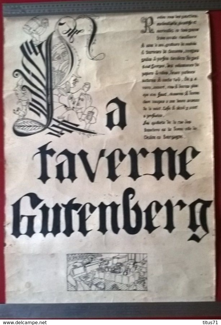 Affiche La Taverne Gutenberg Chalon Sur Saône  - Format 43 X 65 Cm - Encre De Chine - 1974 - Manifesti