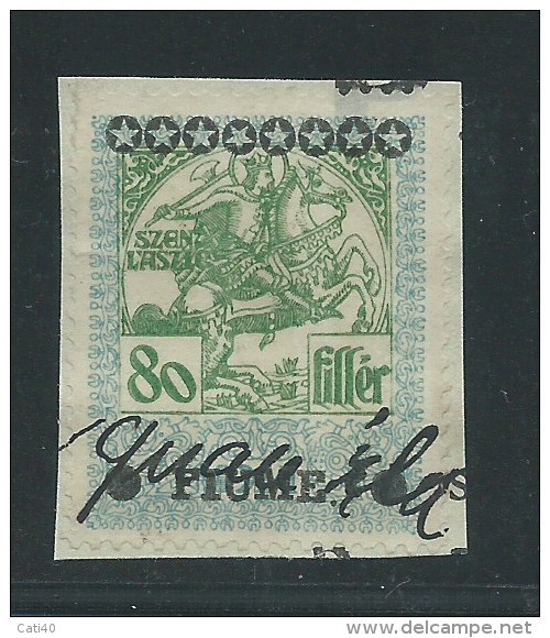 MARCA DA BOLLO  - FIUME SU UNGHERIA 1914 - 80  FILLER ST4R -- - Revenue Stamps