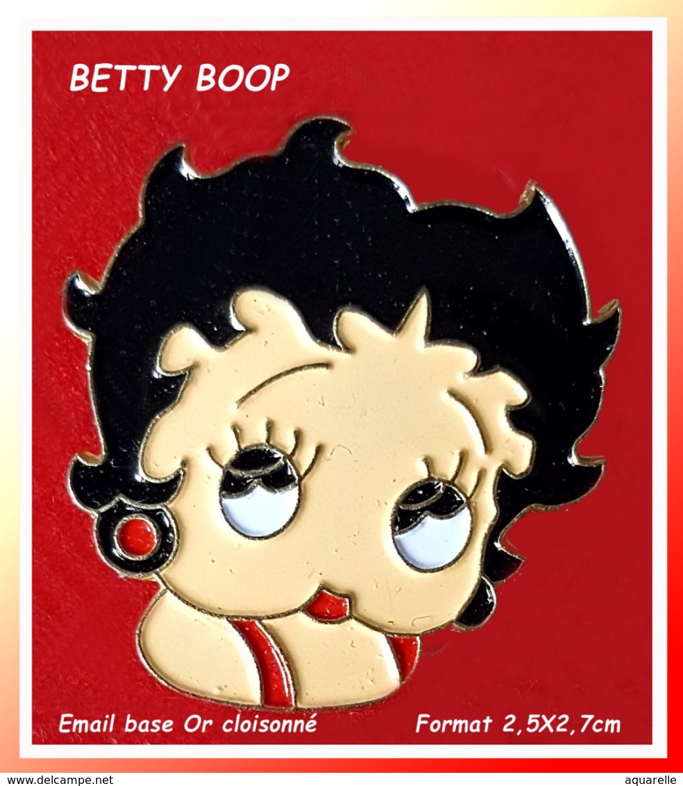 SUPER PIN'S PIN-UPS, BD, CINEMA : Visage De "BETTY-BOOP" En émail Cloisonné Base Or, Format 2,5X2,7cm - Comics