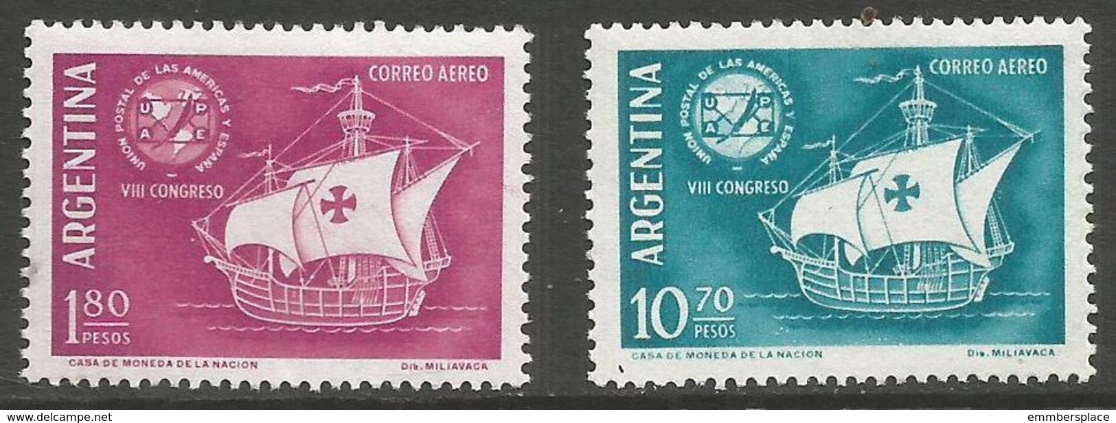 Argentina - 1960 Spanish-American Congress MNH *   Sc C78-9 - Unused Stamps