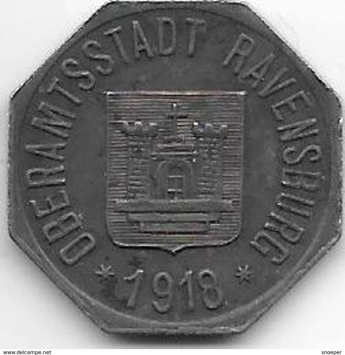 *notgeld  Ravenburg  50 Pfennig 1918   Fe   440.3f - Andere & Zonder Classificatie