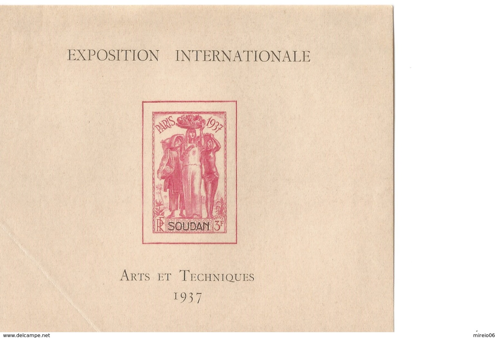 Soudan 1937 Bloc* De L'exposition Internationale Arts Et Techniques - Sudan (1954-...)