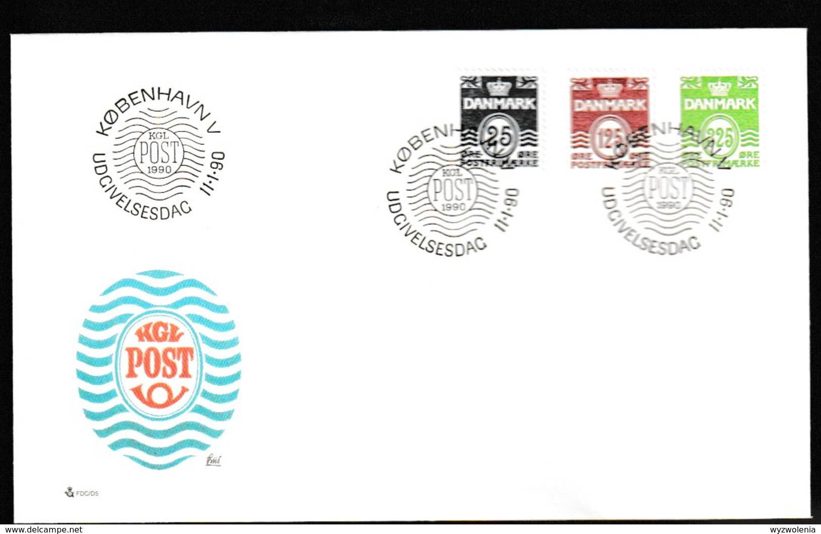 E 62) Dänemark 1990 Mi# 963-965 FDC: Freimarken Wellenlinien - Storia Postale