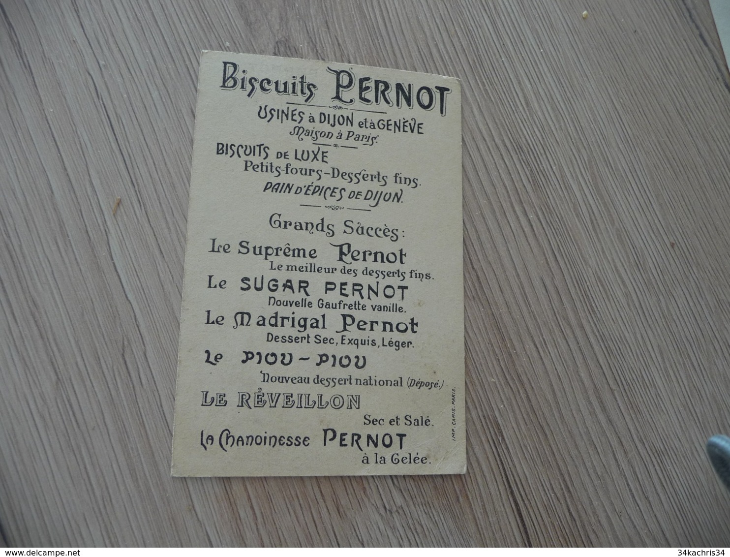 Chromo Pub Publicitaire Ancien Biscuit Pernot Dijon Artiste Rosita Mauri - Pernot